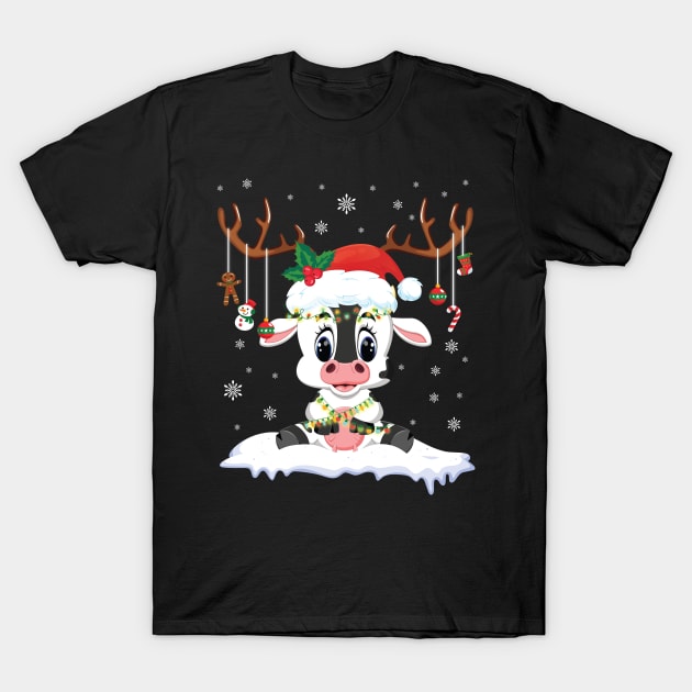 Cow Reindeer Santa Noel Costume Dancing On Snow Merry Xmas T-Shirt by bakhanh123